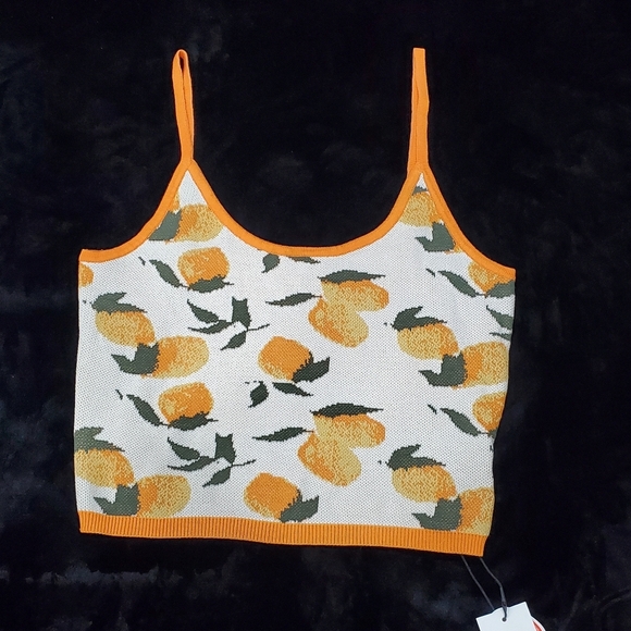 CIDER Orange Floral Knit Tank Top - Picture 2 of 7